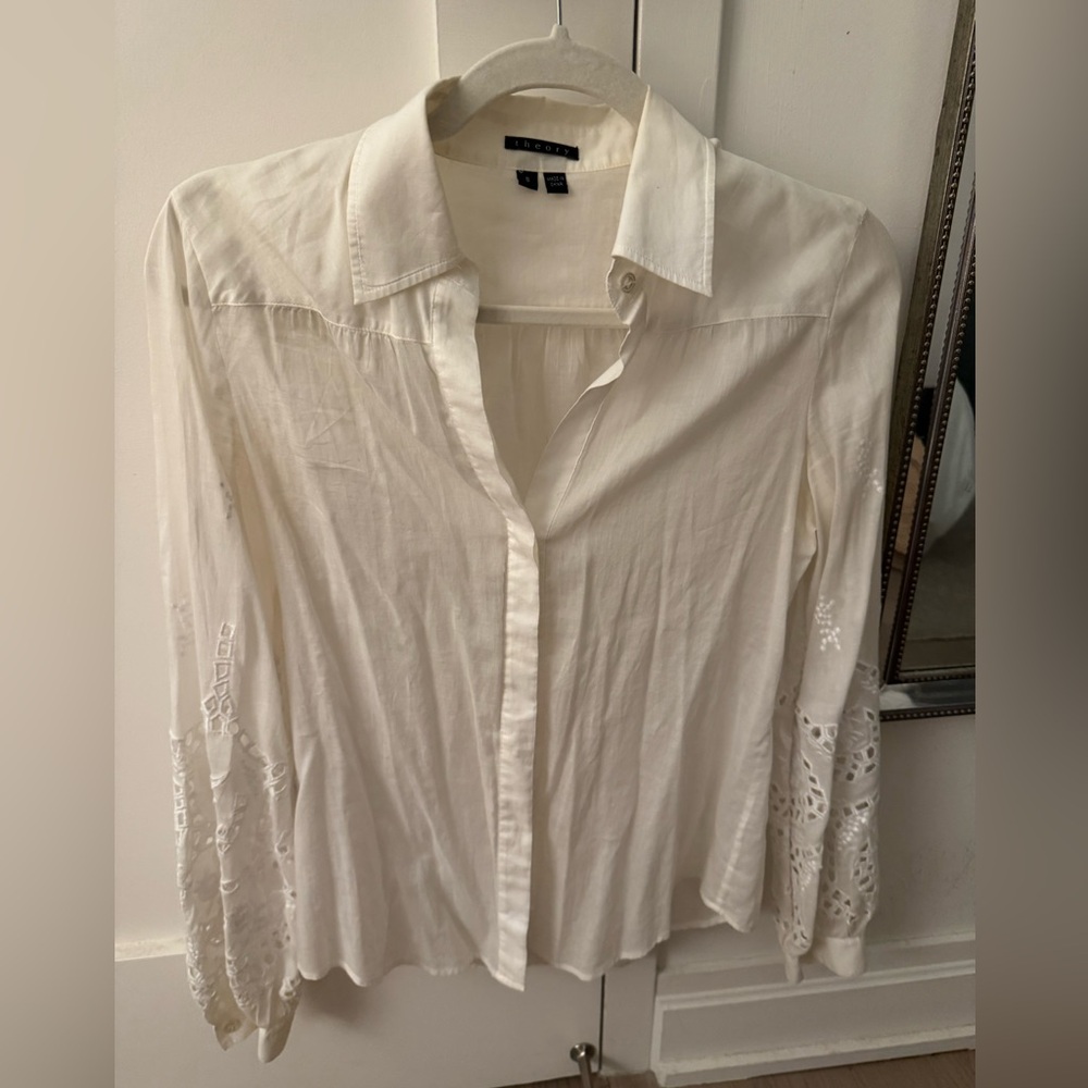 Theory Button-Down Shirt with Bell Sleeves